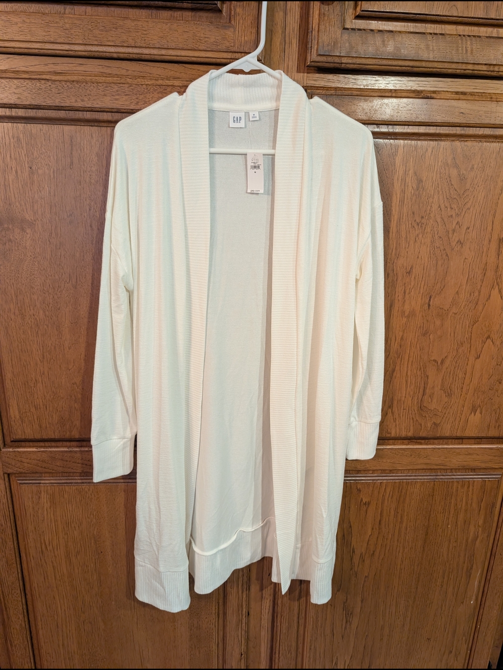 GAP Cream Open-Front Long Cardigan